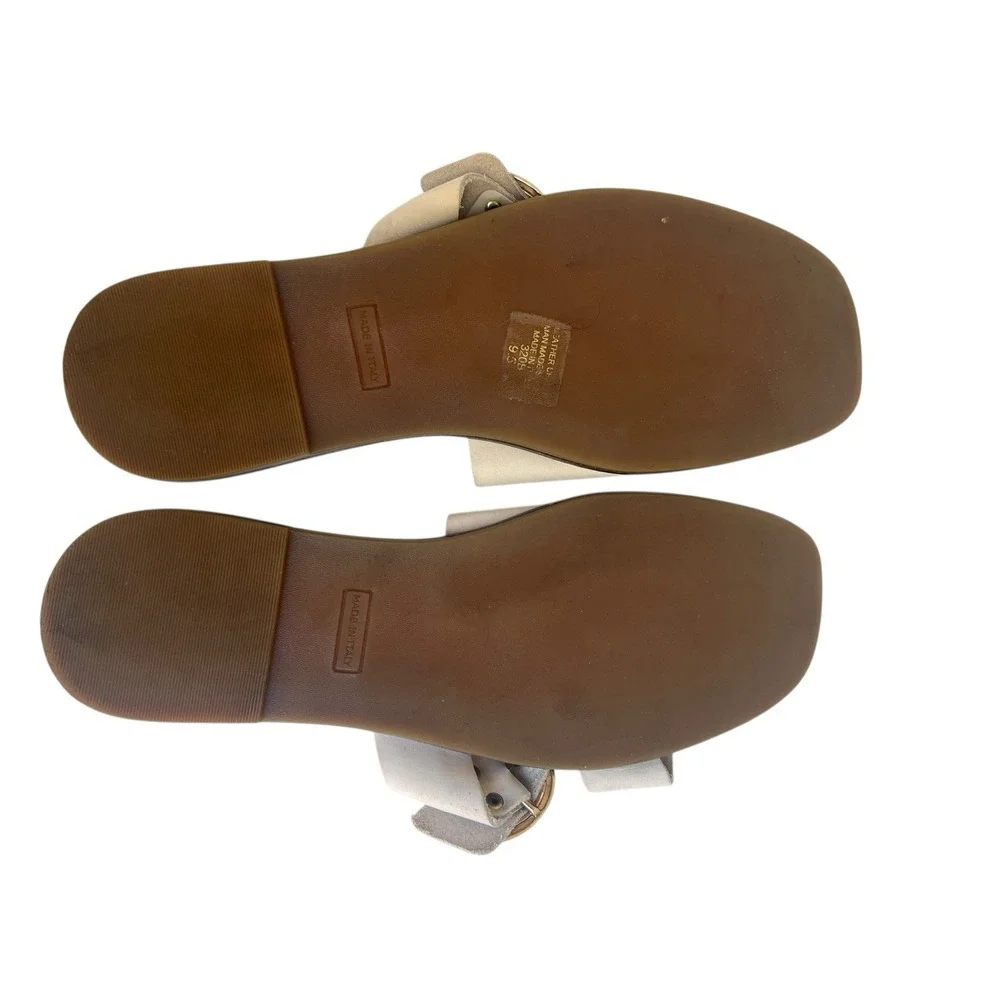 Mila Paoli Ivory Suede Leather Slides Sandals Made‎ in Italy Womens 9